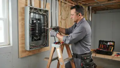 Electrician performing an electrical panel upgrade for a Tacoma, WA home