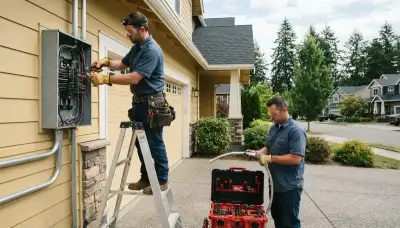 Tacoma, WA electrician providing professional Christmas light installation for a residential home