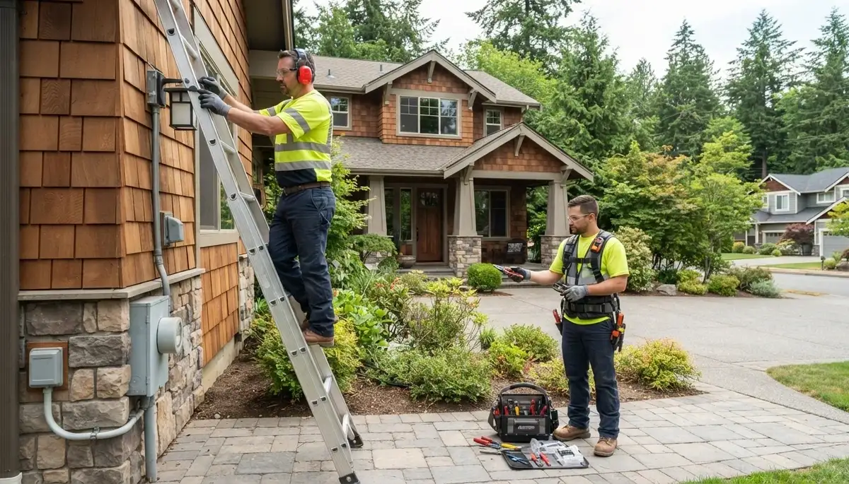 Tacoma, WA electrician providing professional Christmas light installation services