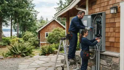 Christmas light installation by a professional electrician in Tacoma, WA